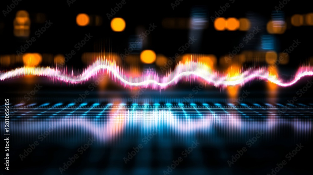 Poster a futuristic techology background with abstract glowing lines is depicted in a 3d rendering image of