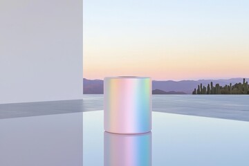 Plastic wrap featuring a shimmering hologram style with reflections of pastel colors, created by generative AI