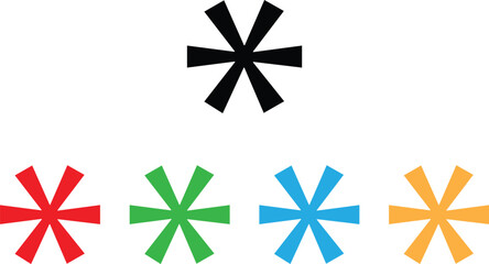Colorful asterisk icon set in different colors for web and app interfaces . Vector illustration