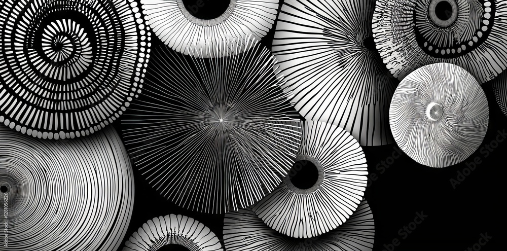Aufkleber the pattern combines seamless hand drawn geometric concentric circles with an abstract motif of whit