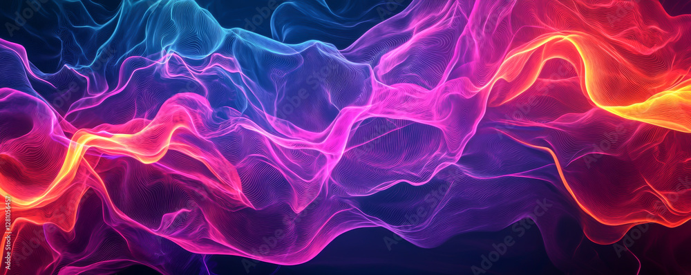 Poster colorful abstract waves of light creating a vivid, dynamic visual atmosphere.