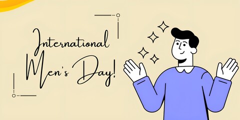 INTERNATIONAL MEN's DAY creative text banner ,flat illustration generated by AI