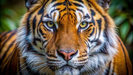 Fototapeta premium Close-up shot of a tiger's face with intense stare, wild life, exotic animal