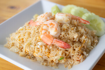 Shrimp fried rice on dish. Thai food