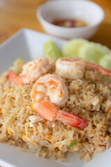 Shrimp fried rice on dish. Thai food