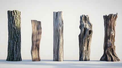 Unique Driftwood Pieces in Various Shapes and Sizes on White Background