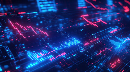 Obraz premium Futuristic Digital Background for AI, Data Transfer, Encryption, Tech Processes & Science Applications