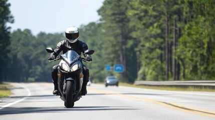 Motorcycle Rider on the Highway