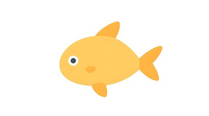 Cute Simple Orange Fish Illustration on White Background
