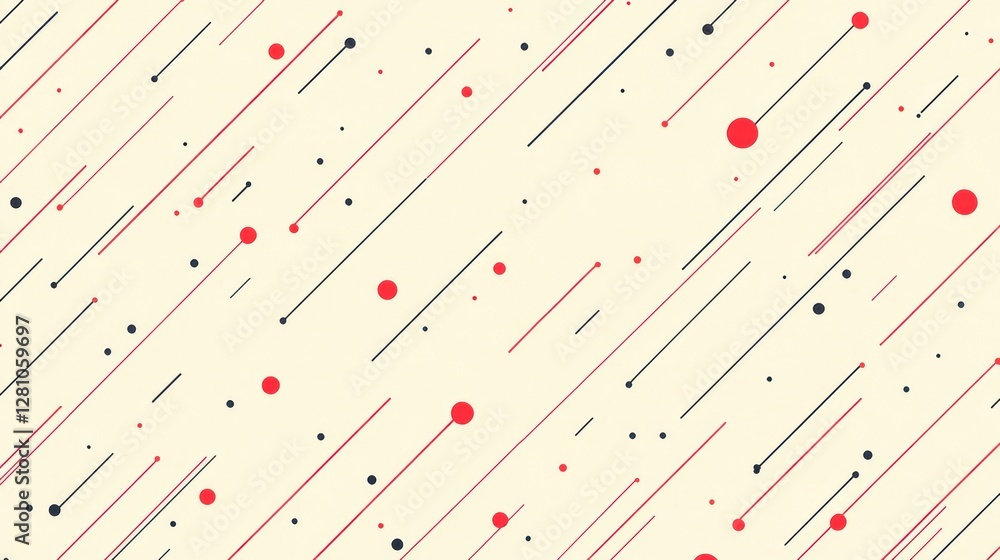 Poster abstract geometric pattern: diagonal lines and dots