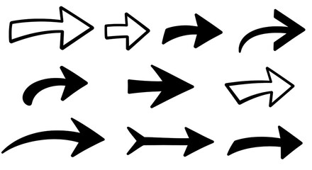 Hand-drawn PNG arrows set with transparent background, ideal for presentations, infographics, social media, graphic design, digital scrapbooking, educational materials, and creative projects