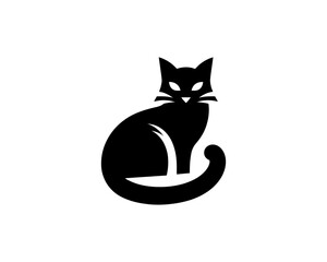 Silhouette Cat logo design icon symbol vector illustration.