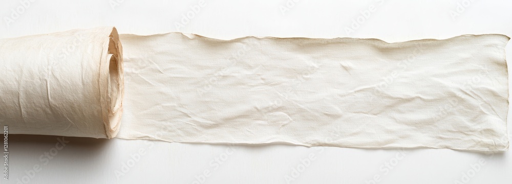 Poster an isolated 3d image of an old paper scroll or parchment manuscript set against a background