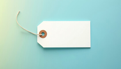 Minimalist blank price tag on blue gradient background for retail design