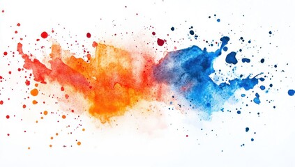 Fototapeta premium Abstract watercolor splash in orange, blue.