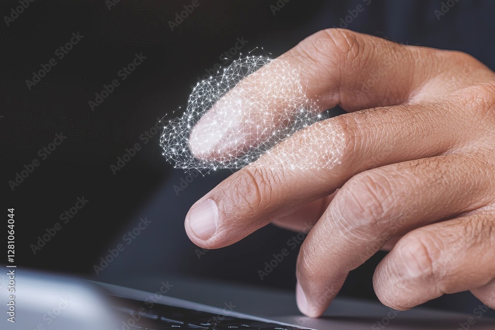 Fototapete cloud computing is being utilized by a business hand for data transfer and storage within a cloud ne
