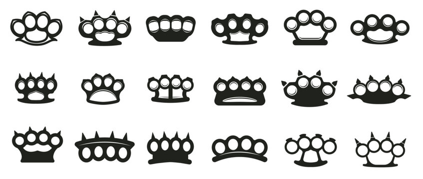 Brass knuckles fighting battle weapon vector icon. Brass Knuckles monochrome icon