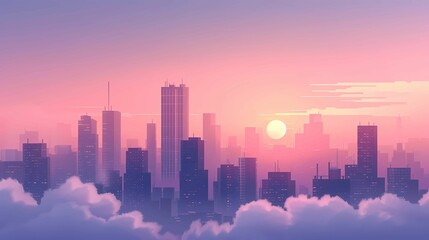 calm early morning scene in the city