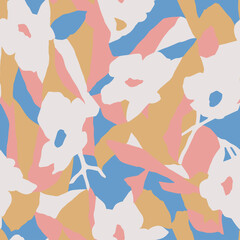 Vector abstract modern shape floral seamless pattern