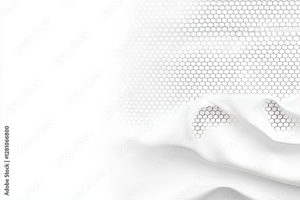 Poster a white abstract background featuring a 3d hexagonal geometric structure render