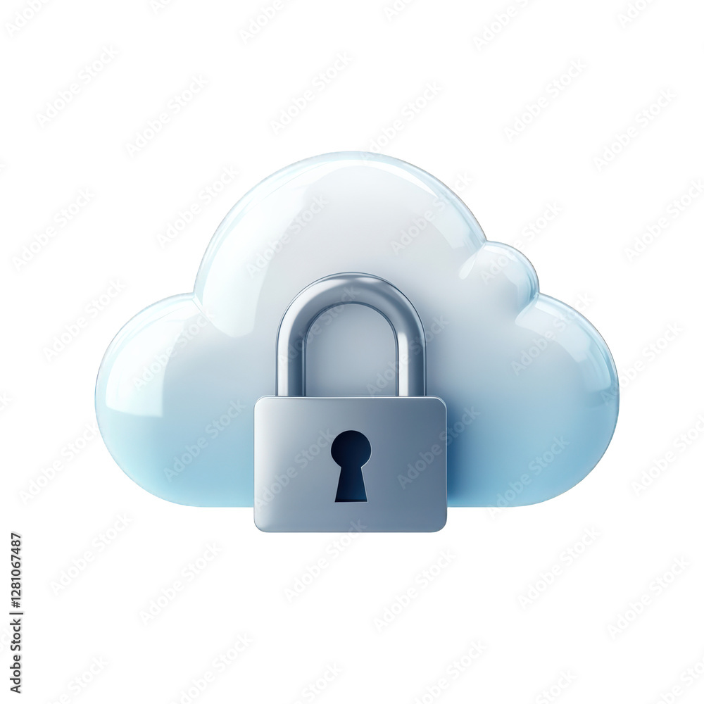 Aufkleber copper lock protects files stored in folders, cloud data storage security concept