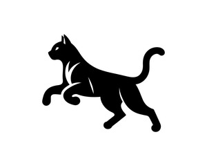Silhouette Cat logo design icon symbol vector illustration.
