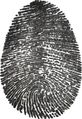 Vector Black Fingerprint Silhouette on Clean White Background &ndash; Grunge Thumbprint Sign and Identity Symbol Graphic for ID Design and Illustration
