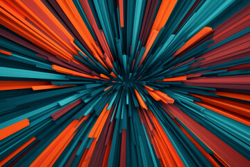 Dynamic abstract art featuring vibrant colors and sharp lines creating depth and movement.