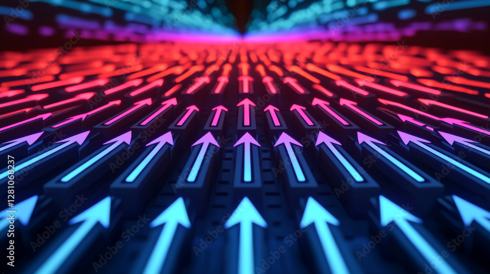 Aufkleber dynamic arrows in blue and red, symbolizing progress and direction in technology.