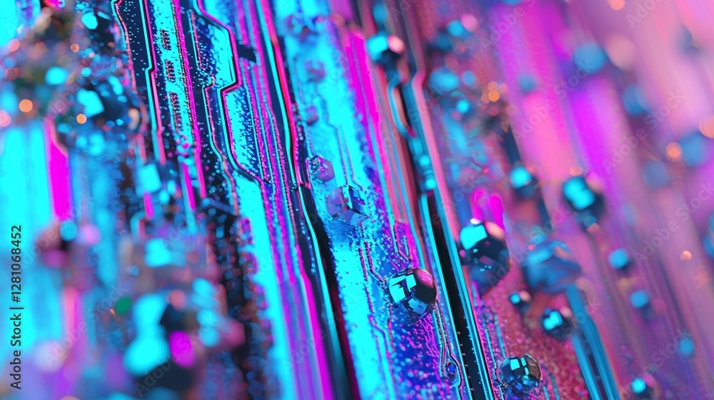 Poster glowing abstract backgrounds with cyberpunk themes and dynamic technology create sci-fi neon red and
