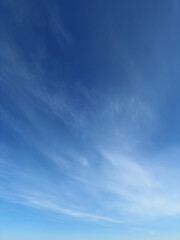 Blue sky clouds background. Fresh air 