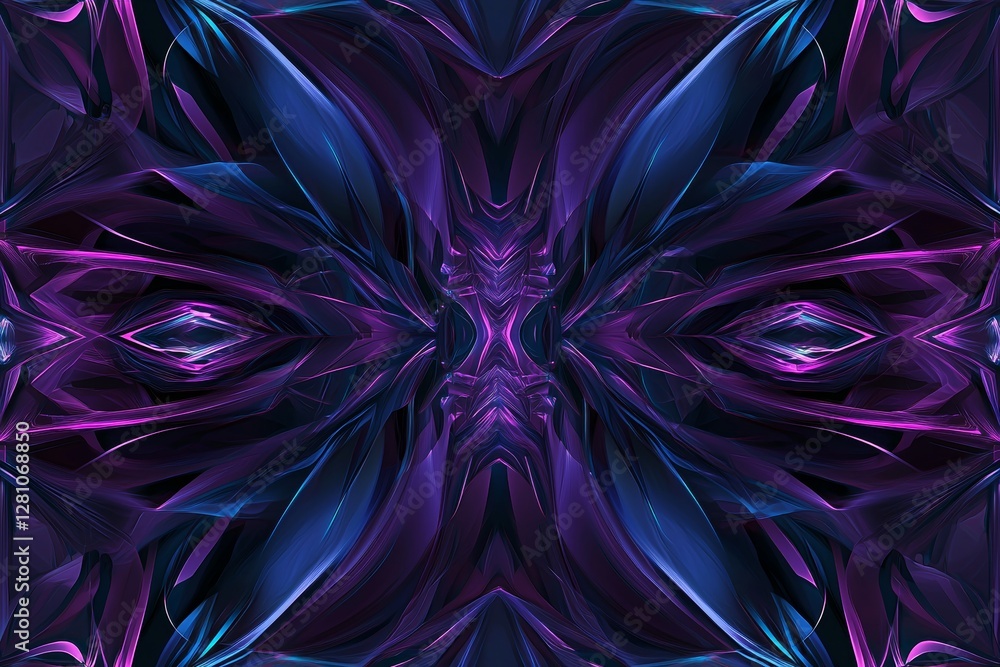Aufkleber an abstract futuristic dynamic curvy motion depicted with a colorful neon texture background