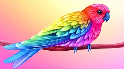 Fototapeta premium Colorful Parrot Silhouette on Branch