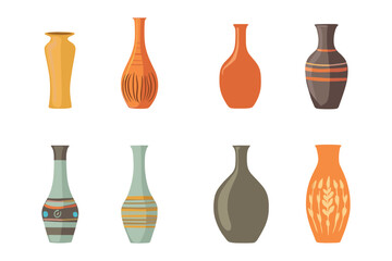 set of colorful vase isolated on a white background, Flat style vector illustration
