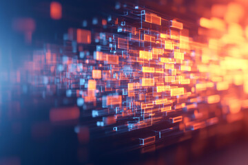 Obraz premium Dynamic visualization of data flow in a futuristic digital network.