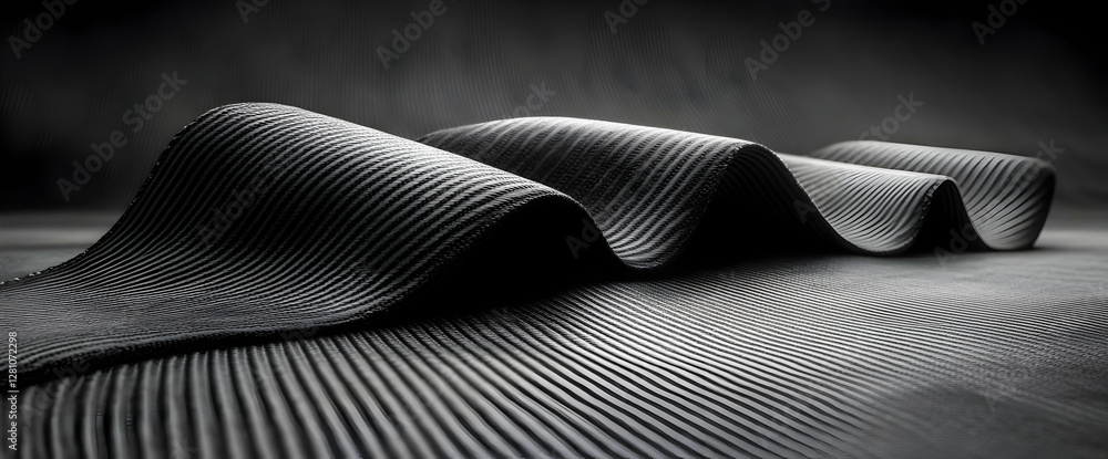 Poster abstract 3d rendering of geometric waves with pixelated surface in black and white