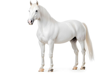Obraz premium White horse standing isolated on white background