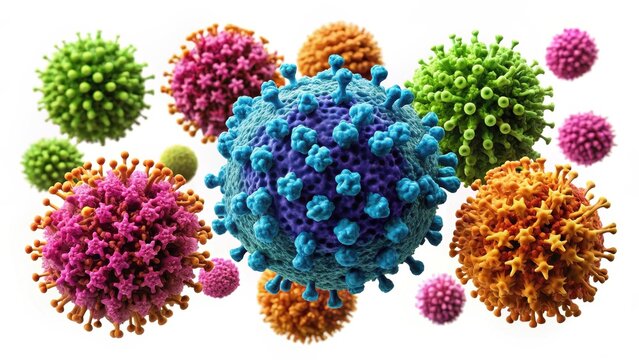 Lymphocytes T cells and B cells isolated on a white background, health, biology,  health, biology