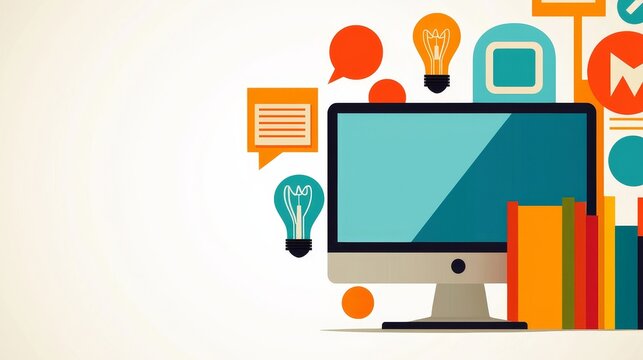 A set of live webinar icons in line style is presented on a white background, featuring various symbols for business meetings, classrooms, and conference sessions, representing online learning and