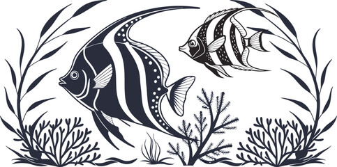 Angelfish in Coral Reef 