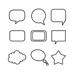 Minimalist Speech Bubble Outline Vector Set.