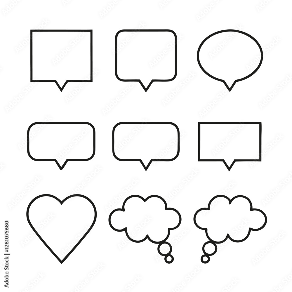 Poster minimalist speech bubble outline vector set.