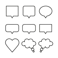 Minimalist Speech Bubble Outline Vector Set.