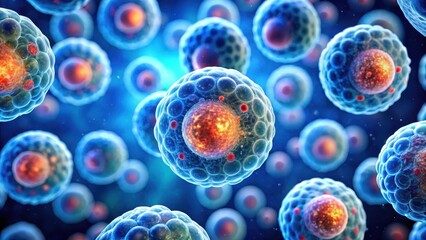 Microscopic view of a cell division process, reproduction, biology,  reproduction, biology