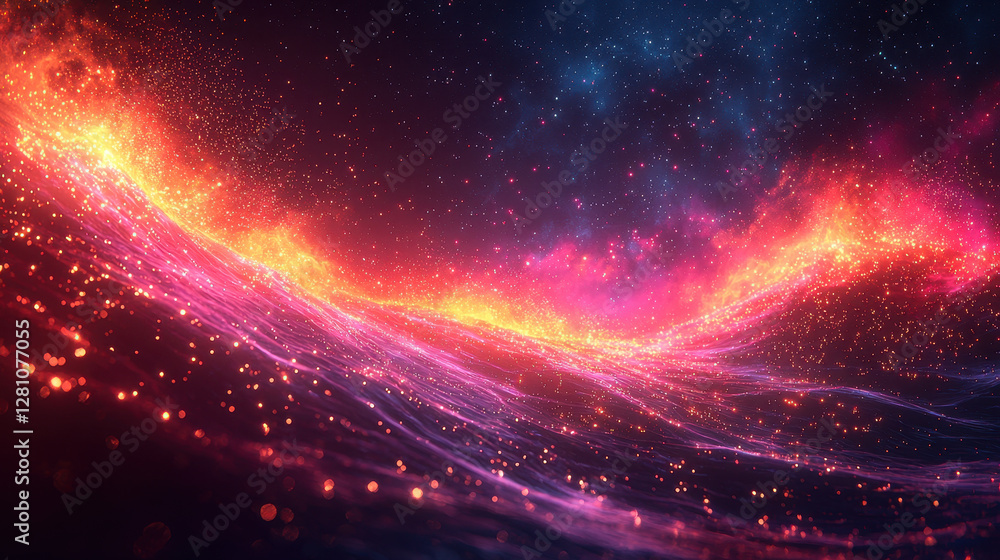 Poster futuristic burst of motion with colorful streaks creating a high-energy abstract effect in a vibrant