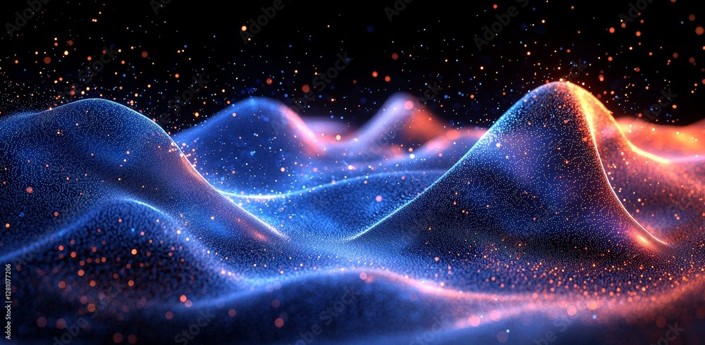 Poster a futuristic technology concept visualization showcasing an abstract horizontal digital environment 