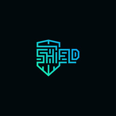 Shield technology typographic company logo.