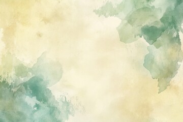 Abstract watercolor wash background with green and beige tones.