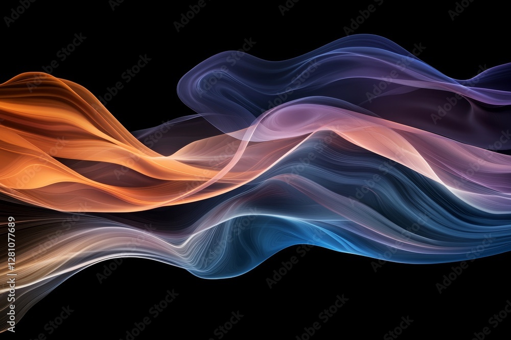 Poster fluid energy flow with smooth transitions, vibrant colors, and dynamic movement, ideal for seamless 