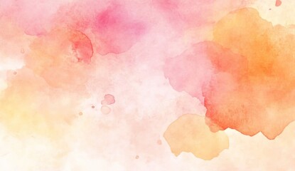 Abstract watercolor wash background with pink and orange hues.